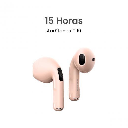MOVISUN T 10 Rosado - Audífonos inalámbricos compactos con control táctil y hasta 15 h de autonomía