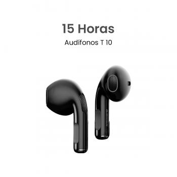 MOVISUN T 10 Negro - Audífonos inalámbricos compactos con control táctil y hasta 15 h de autonomía