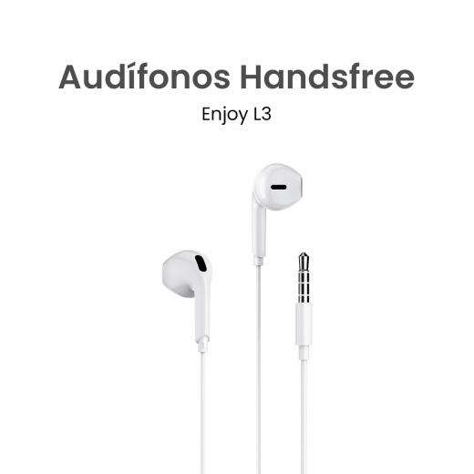 MOVISUN Enjoy L3 Blanco – Audífonos con Cable Jack 3.5 mm, Micrófono Incorporado, Control de Reproducción y Llamadas, 1.20 m