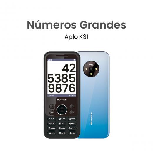 MOVISUN Celular APLO K31 3G Azul/Blanco – Pantalla Grande 2.8”, Números Grandes, Dual SIM, Radio FM, Cámara, Linterna, Material Tornasolado, Compatible con Todos los Operadores
