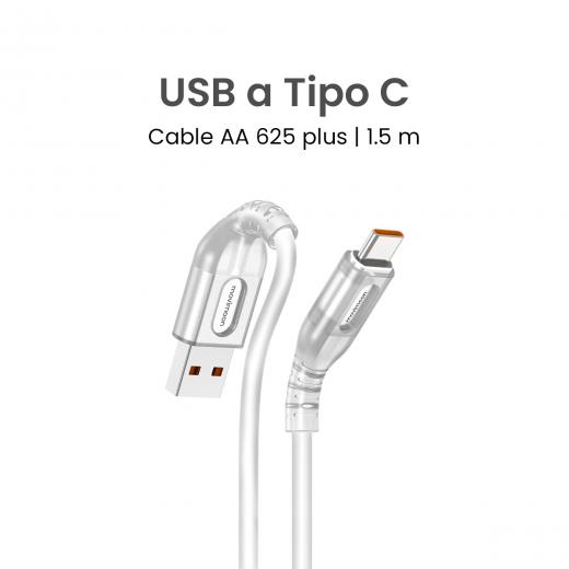 MOVIMOON AA 625 Plus Blanco – Cable de carga USB a tipo C, 1.5m, Carga Rápida 30W, Transferencia de Datos, Protección Antidoblez, Cable Reforzado Antidobleces