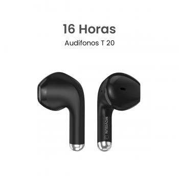 MOVISUN T 20 Negro – Audífonos Inalámbricos Bluetooth 6.0 con Pantalla LED, Sensor Táctil, Micrófono Integrado, Estuche Compacto y hasta 16H de Reproducción