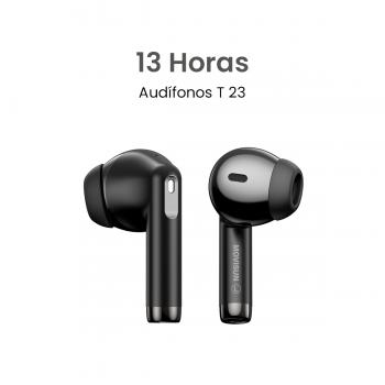 MOVISUN T 23 Negro - Audífonos Inalámbricos con Bluetooth 5.4, 13h de batería, sensor táctil, micrófono incorporado y estuche tipo C