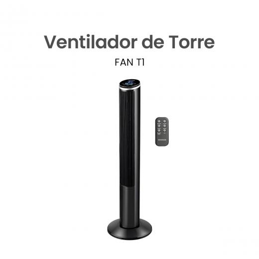 MOVISUN FAN T1 - Ventilador de Torre con Control Remoto, 3 Velocidades, Oscilación 70grados, Modo Sueño, Pantalla LED con Temperatura, Temporizador hasta 15h, Silencioso, 104 cm de Altura