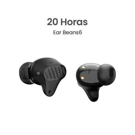 MOVISUN Ear Beans6 Negro - Audífonos Inalámbricos Compactos, Bluetooth 5.3, 20H Duración, Control Táctil, Micrófono, Estuche 300mAh Tipo C, Compatible iPhone y Android
