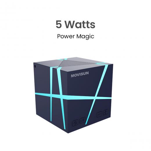 MOVISUN Power Magic Azul - Parlante con Luces LED RGB, Bluetooth 6.0, Modo TWS, 5W, Batería 1200mAh, Entrada Micro SD y AUX, Tipo C