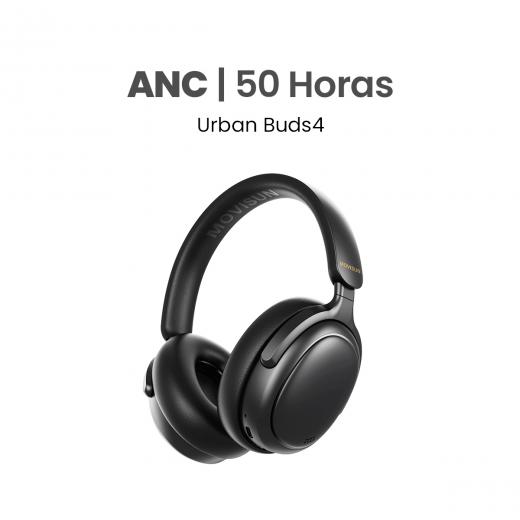 MOVISUN Urban Buds4 - Audífonos Vincha con ANC, 50H de Batería, Bluetooth 5.3, Modo Auxiliar 3.5mm, Diseño Plegable, Micrófono HD, Tipo C