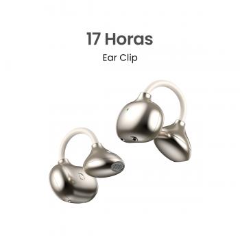 MOVISUN Ear Clip Blanco – Audífonos Inalámbricos Estilo Arete, Diseño Abierto, Hasta 17h, Bluetooth 6.0, Micrófono, Diseño Ergonómico sin Presión