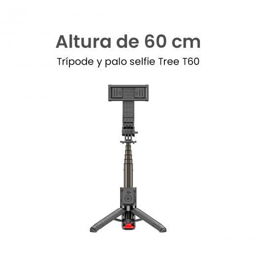 MOVISUN Tree T60 Negro - Trípode con Apertura Automática Auto Pop, Control Remoto Bluetooth 10m, Soporte Lateral para Luz LED, Giro 360, Altura 63cm, Palo Selfie 2 en 1 para Celular iPhone y Android MOVISUN Tree T60 Negro - Trípode con Apertura Automática Auto Pop, Control Remoto Bluetooth 10m, Soporte Lateral para Luz LED, Giro 360, Altura 63cm, Palo Selfie 2 en 1 para Celular iPhone y Android