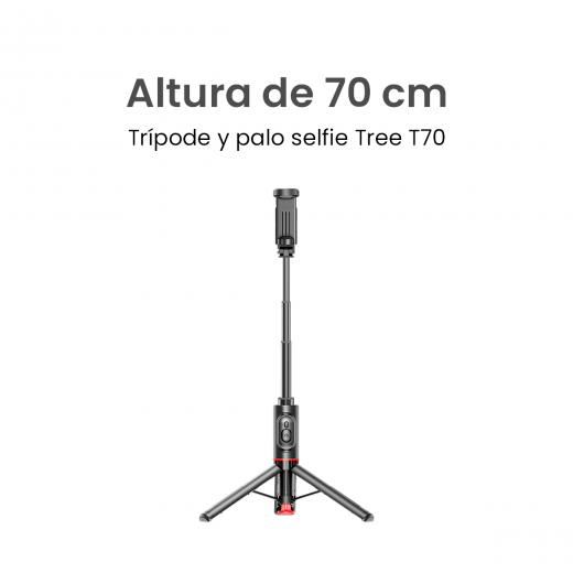 MOVISUN Tree T70 Negro - Trípode con Apertura Automática Auto Pop, Control Bluetooth Magnético 10m, Altura 73cm, Giro 360, Palo Selfie 2 en 1 para Celular iPhone y Android MOVISUN Tree T70 Negro - Trípode con Apertura Automática Auto Pop, Control Bluetooth Magnético 10m, Altura 73cm, Giro 360, Palo Selfie 2 en 1 para Celular iPhone y Android