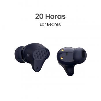 MOVISUN Ear Beans6 Azul - Audífonos Inalámbricos Compactos, Bluetooth 5.3, 20H Duración, Control Táctil, Micrófono, Estuche 300mAh Tipo C, Compatible iPhone y Android