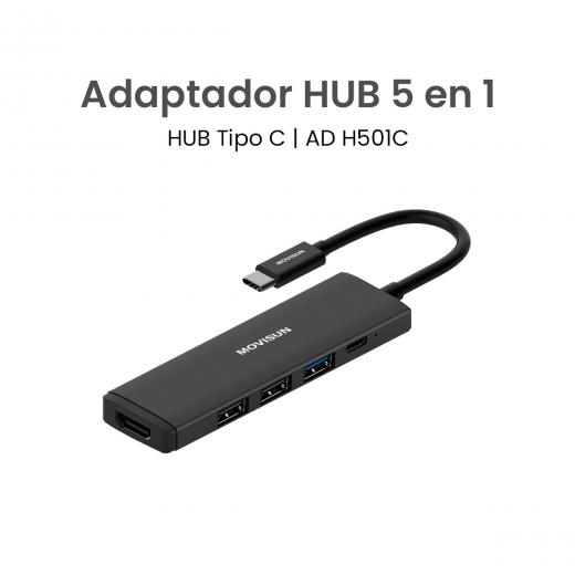MOVISUN AD H501C - Adaptador Hub Tipo C 5 en 1 con HDMI 4K, PD 100W, USB 3.0 + 2 USB 2.0, Compatible Laptop, Tablet y Celulares