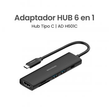 MOVISUN AD H601C - Adaptador Hub Tipo C 6 en 1, con HDMI 4K, PD 100W, 2 USB 3.0, SD/TF, Compatible Laptop, MacBook, Tablet y Celulares