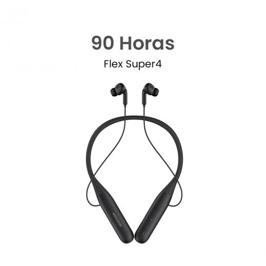 MOVISUN Flex Super4 Negro – Audífonos Collar Magnéticos con 90h de Reproducción, Sonido Potente, Micrófono Incorporado, Bluetooth 5.3 y Controles Físicos