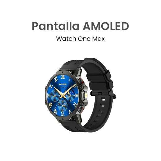 MOVISUN Watch One Max Negro - Smartwatch con Pantalla AMOLED 1.75”, Batería 1000mAh hasta 15 Días, Llamadas Bluetooth, Linterna SOS, +100 Modos Deportivos y Resistencia 3 ATM