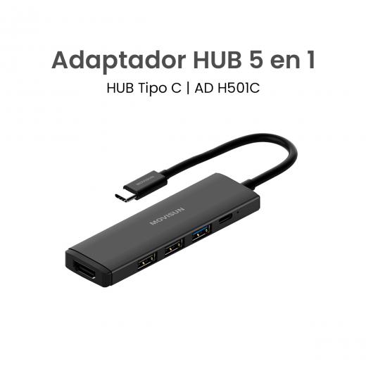 MOVISUN AD H501C - Adaptador Hub Tipo C 5 en 1 con HDMI 4K, PD 100W, USB 3.0 + 2 USB 2.0, Compatible Laptop, Tablet y Celulares