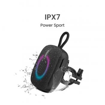 MOVISUN Power Sport – Parlante Bluetooth Inalámbrico para Bicicleta, IPX7, Radio FM y Micro SD, Soporte Incluido, 3.5H de Reproducción, LED RGB, TWS