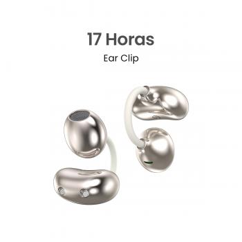 MOVISUN Ear Clip Blanco – Audífonos Inalámbricos Estilo Arete, Diseño Abierto, Hasta 17h, Bluetooth 6.0, Micrófono, Diseño Ergonómico sin Presión