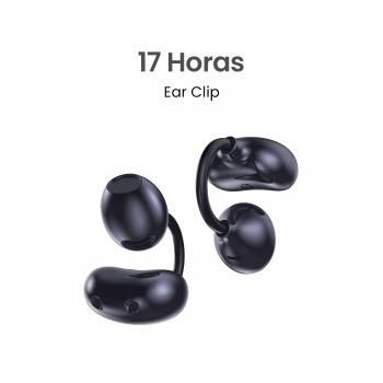 MOVISUN Ear Clip Negro – Audífonos Inalámbricos Estilo Arete, Diseño Abierto, Hasta 17h, Bluetooth 6.0, Micrófono, Diseño Ergonómico sin Presión