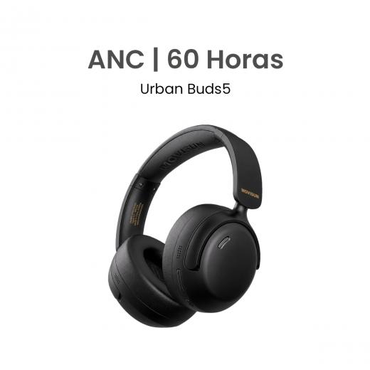 Movisun Urban Buds5 Negro - Audífonos Vincha con ANC, 60H Batería, Bt 6.0, Modo Juego, Jack 3.5