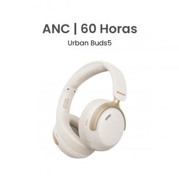 Movisun Urban Buds5 Beige - Audífonos Vincha con ANC, 60H Batería, Bt 6.0, Modo Juego, Jack 3.5