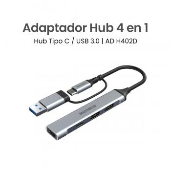 MOVISUN AD H402D - Adaptador Hub Dual 4 en 1, Compatible con Laptop, Tablet y Celulares