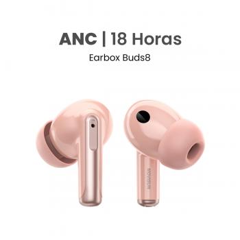 MOVISUN Earbox Buds8 Rosado - Audífonos inalámbricos con ANC, asistente de voz, modo juego y hasta 18 h de autonomía