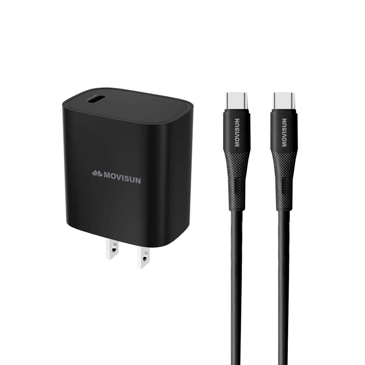 MOVISUN MPD 20 Negro – Kit Cargador Tipo C con Carga PD 20W y Cable de 1.2 m