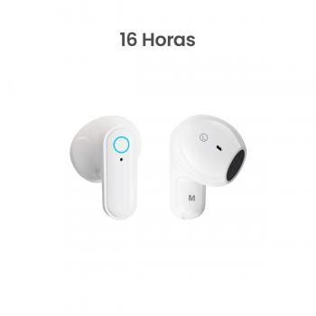 MOVISUN T 19 Blanco – Audífonos Bluetooth con Estuche de Carga, Hasta 16h de Reproducción, Control Táctil, Micrófono