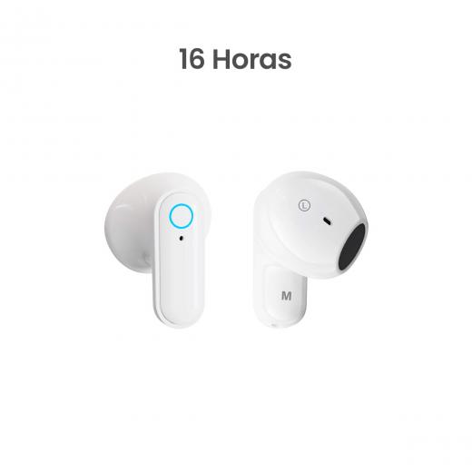 MOVISUN T 19 Blanco – Audífonos Bluetooth con Estuche de Carga, Hasta 16h de Reproducción, Control Táctil, Micrófono
