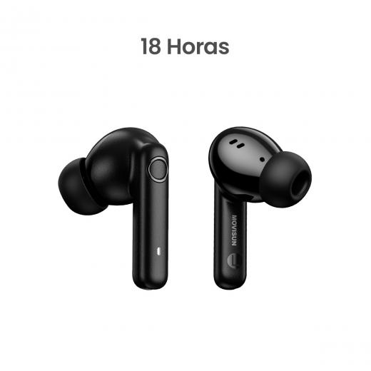 MOVISUN T 18 Negro - Audífonos Inalámbricos, 18 horas de duración, Bluetooth 5.4