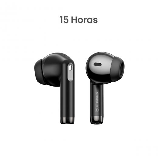 MOVISUN T 23 Negro - Audífonos Inalámbricos con Bluetooth 5.4, 15h de batería, sensor táctil, micrófono incorporado y estuche tipo C