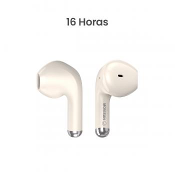 MOVISUN T 20 Beige – Audífonos Inalámbricos Bluetooth 6.0 con Pantalla LED, Sensor Táctil, Micrófono Integrado, Estuche Compacto y hasta 16H de Reproducción