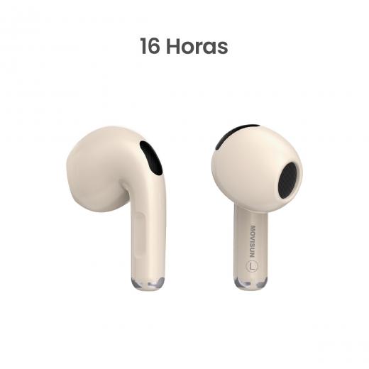 MOVISUN T 17 Beige - Audífonos inalámbricos con modo juego, Bluetooth 5.3 y hasta 16 h de autonomía
