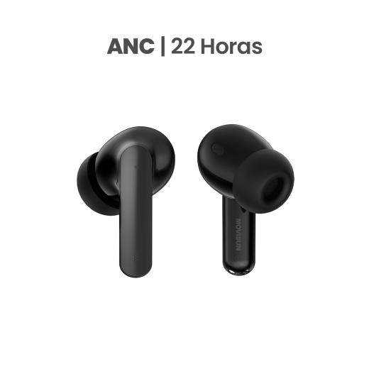 MOVISUN Earbox Buds2 Negro – Audífonos Inalámbricos con Cancelación de Ruido, Modo Transparencia, Micrófono para Llamadas, Bluetooth 5.3, Hasta 22 h