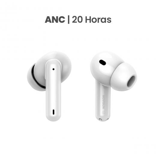MOVISUN Earbox Buds5 Blanco – Audífonos Inalámbricos con Cancelación de Ruido, Modo Transparencia, Micrófono para Llamadas, Bluetooth 5.3, Hasta 20 h