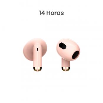 MOVISUN T 11 Rosado - Audífonos inalámbricos livianos con control táctil y hasta 14 h de autonomía