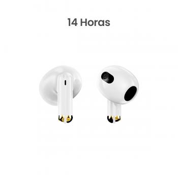 MOVISUN T 11 Blanco - Audífonos inalámbricos livianos con control táctil y hasta 14 h de autonomía
