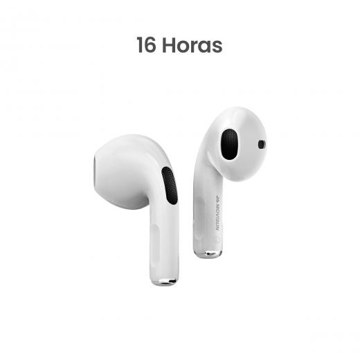MOVISUN T 10 Blanco - Audífonos inalámbricos compactos con control táctil y hasta 16 h de autonomía