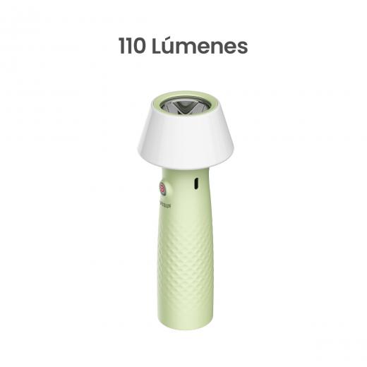 MOVISUN Light M02 Verde – Linterna LED Recargable con Modo Lámpara Cálida, 1200 mAh, 70/110 lm, 9h de Uso, Tipo C, ideal para camping, cortes de luz, escritorio o uso nocturno.