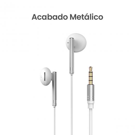 MOVISUN Enjoy P1 Blanco – Audífonos con Cable Jack 3.5 mm, Micrófono Incorporado, Control de Reproducción y Volumen, Diseño Metálico, 1.20 m