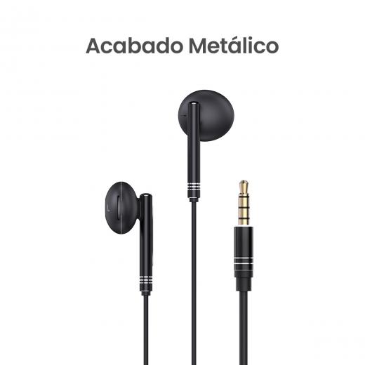 MOVISUN Enjoy P1 Negro – Audífonos con Cable Jack 3.5 mm, Micrófono Incorporado, Control de Reproducción y Volumen, Diseño Metálico, 1.20 m