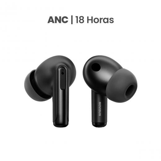MOVISUN Earbox Buds8 Negro - Audífonos inalámbricos con ANC, asistente de voz, modo juego y hasta 18 h de autonomía