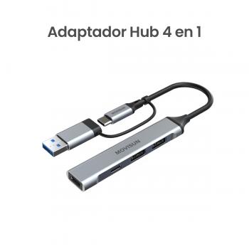 MOVISUN AD H402D - Adaptador Hub Dual 4 en 1, Compatible con Laptop, Tablet y Celulares