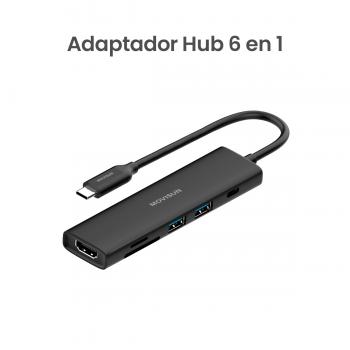 MOVISUN AD H601C - Adaptador Hub Tipo C 6 en 1, con HDMI 4K, PD 100W, 2 USB 3.0, SD/TF, Compatible Laptop, MacBook, Tablet y Celulares