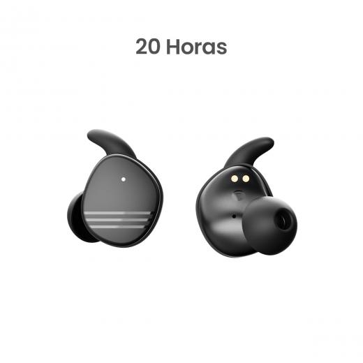 MOVISUN Ear Beans5 Negro - Audífonos Inalámbricos con Sujetadores Antideslizantes, Bluetooth 5.3, 20H Totales, Control Táctil, Micrófono HD, Estuche 300mAh Tipo C, TWS, Deportivo