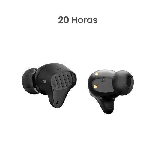 MOVISUN Ear Beans6 Negro - Audífonos Inalámbricos Compactos, Bluetooth 5.3, 20H Duración, Control Táctil, Micrófono, Estuche 300mAh Tipo C, Compatible iPhone y Android