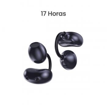 MOVISUN Ear Clip Negro – Audífonos Inalámbricos Estilo Arete, Diseño Abierto, Hasta 17h, Bluetooth 6.0, Micrófono, Diseño Ergonómico sin Presión