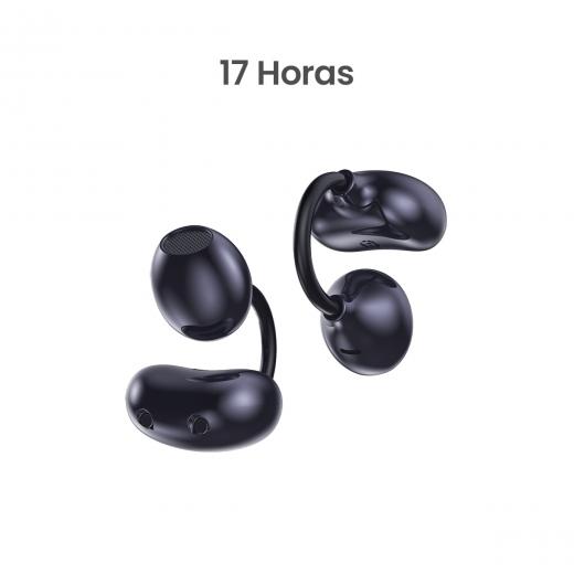MOVISUN Ear Clip Negro – Audífonos Inalámbricos Estilo Arete, Diseño Abierto, Hasta 17h, Bluetooth 6.0, Micrófono, Diseño Ergonómico sin Presión