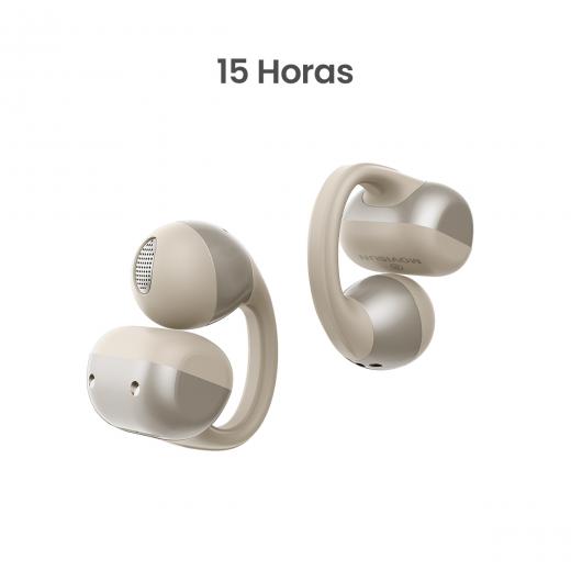 MOVISUN Ear Clip2 Beige – Audífonos Tipo Arete Inalámbricos con Bluetooth 6.0, 15h de Autonomía, Modo Juego